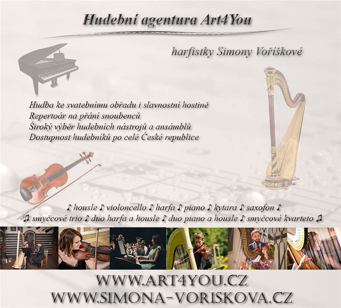 Hudební agentura Art4you harfistky Simony Voříškové